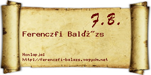 Ferenczfi Balázs névjegykártya
